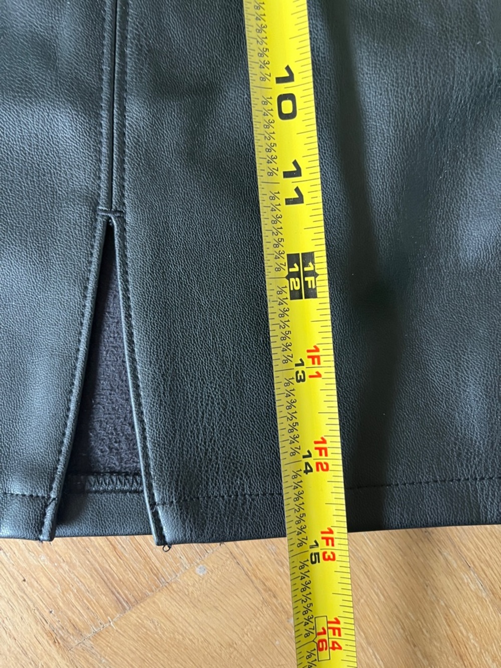 Hollister Black Faux Leather Mini Skirt with Front Seam and Small Slit - Picture 7 of 7